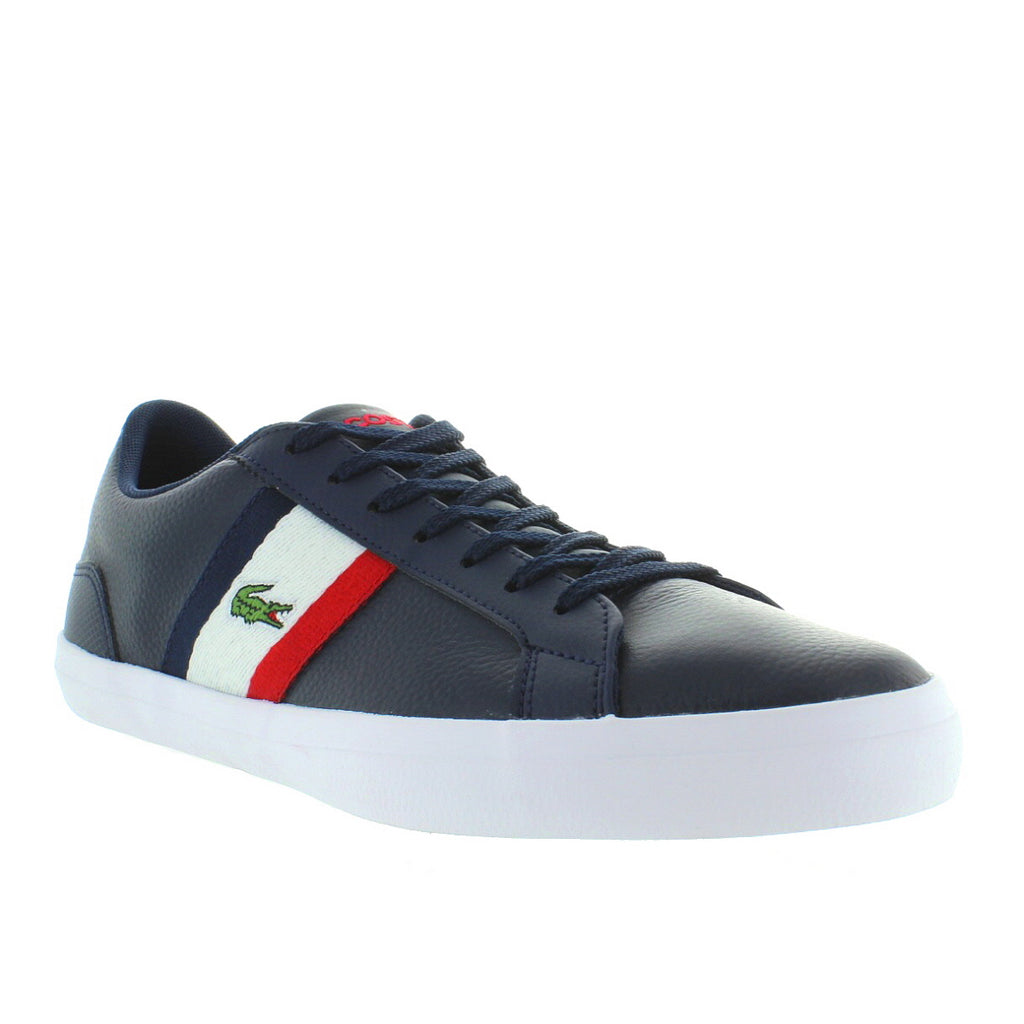 lacoste lerond white red navy