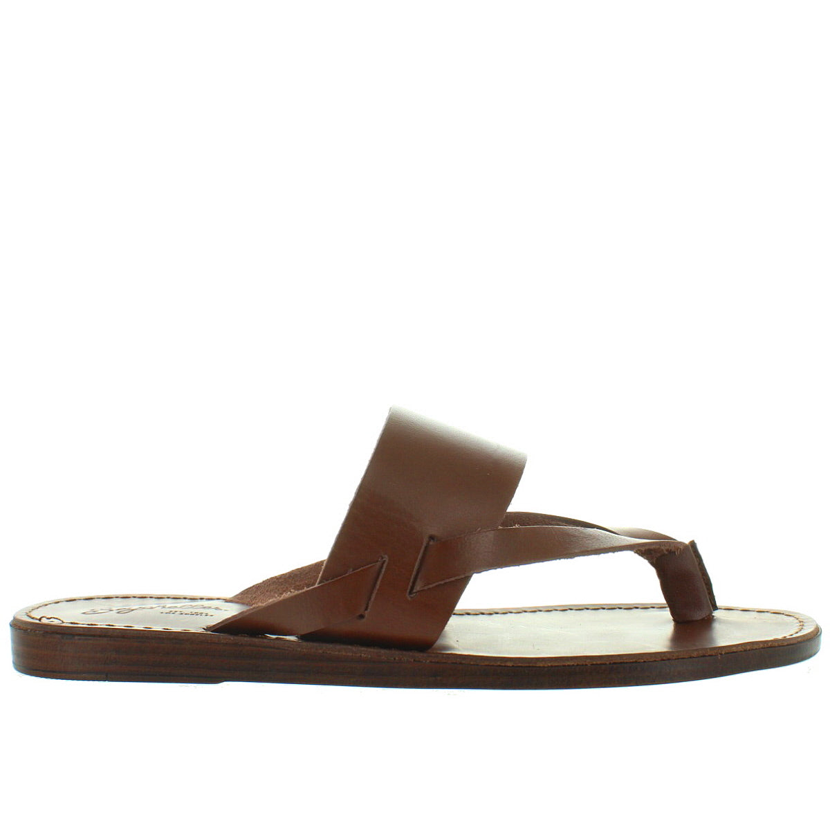 Dark Brown Leather Thong Slide Sandal 