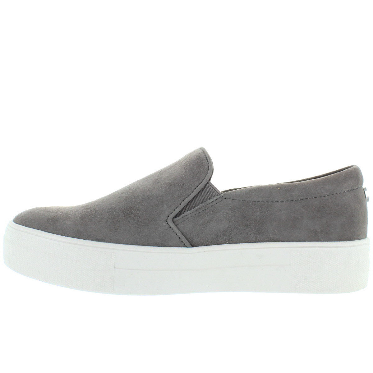 grey suede steve madden slip ons