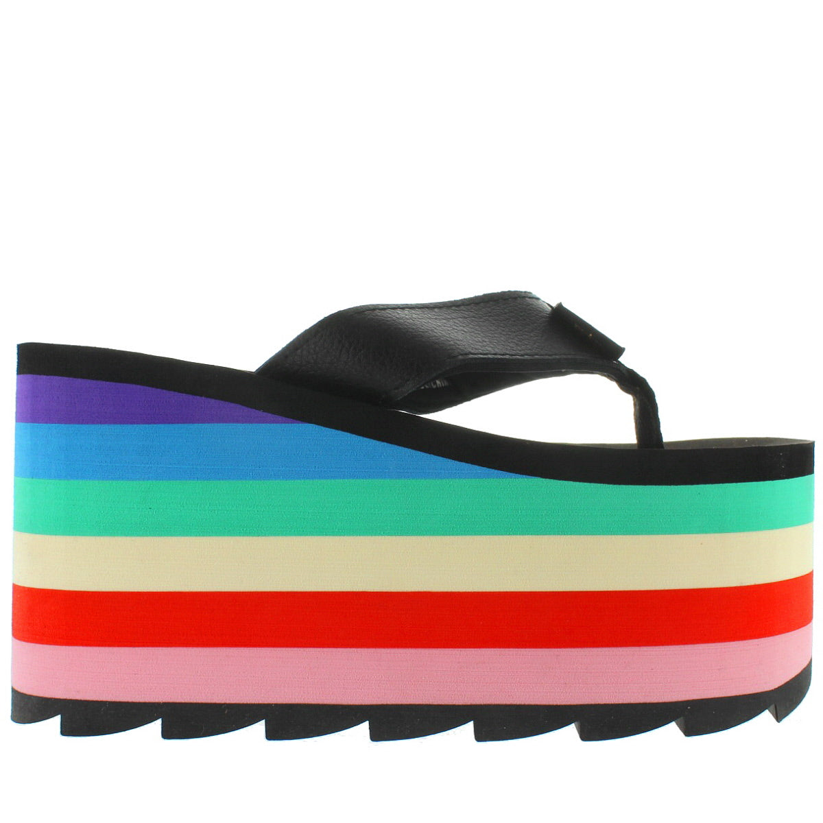 rainbow wedge thong sandal