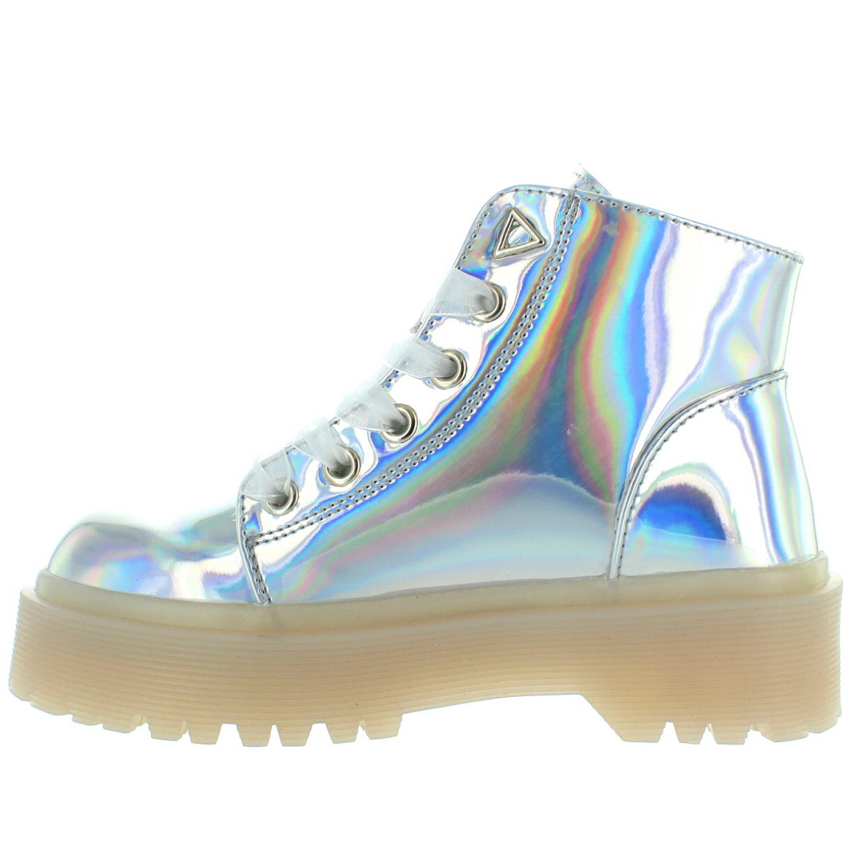 silver holographic boots