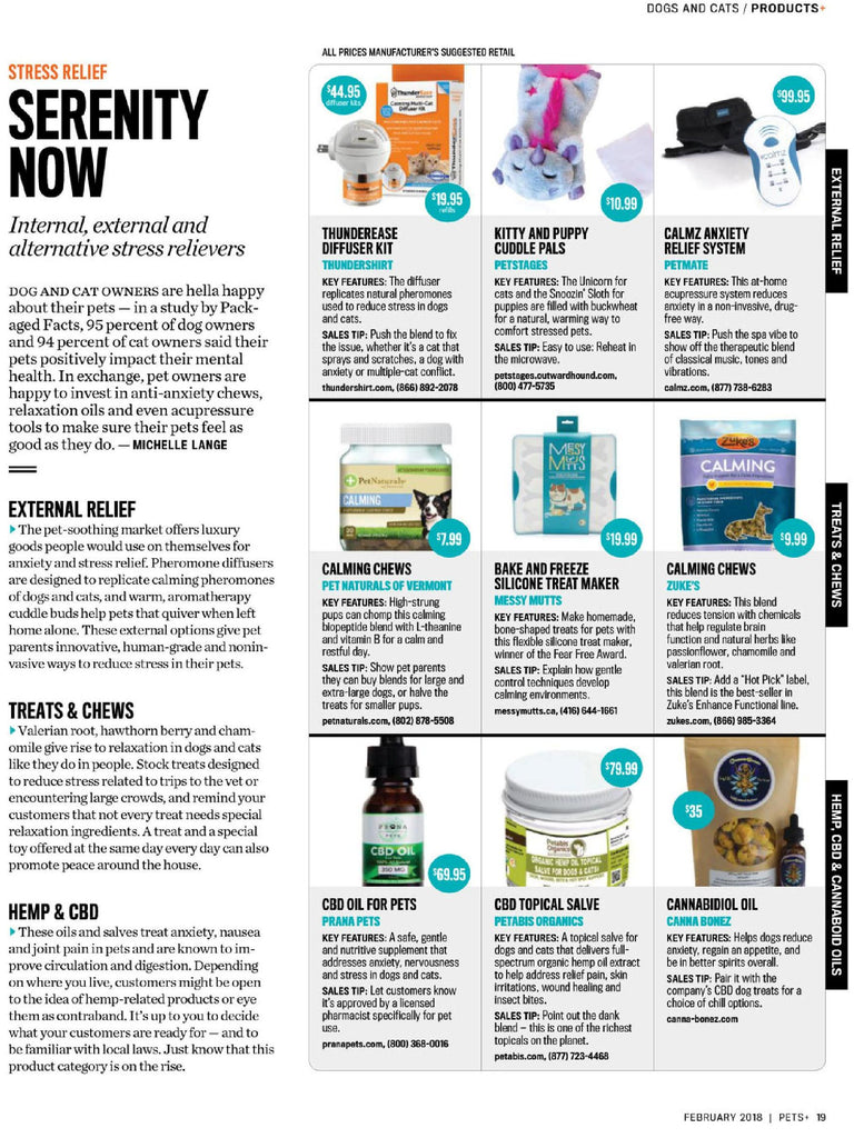 THANK YOU PETS+ Magazine for Featuring Petabis Organcis CBD Topical for Stress Relief in Serenity Now