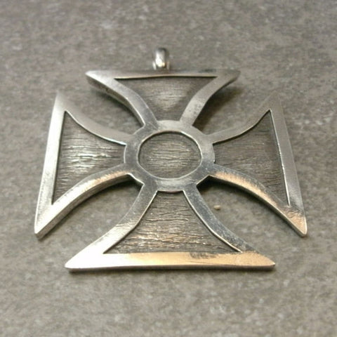 Maltese Cross Pendant, Firefighter Jewelry Fine Silver, PartsbyNC