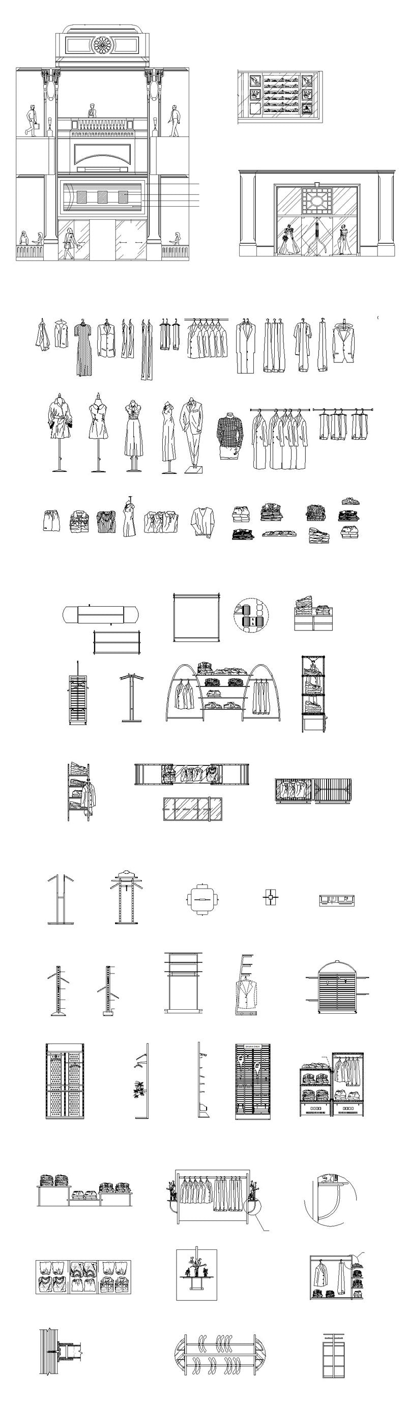 ★【Store CAD Design Blocks,Details Elevation Collection】@Boutiques, Clothing stores, women's wear, men's wear, store design-Autocad Blocks,Drawings,CAD Details,Elevation