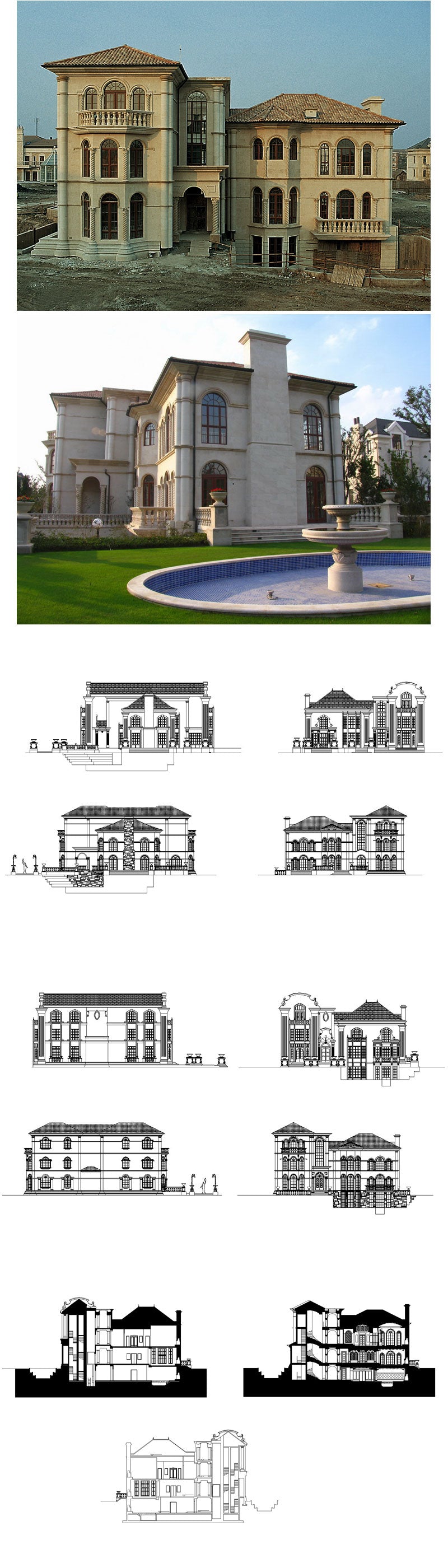 ★【Villa CAD Design,Details Project V.2-Spanish Marbella Style】Chateau,Manor,Mansion,Villa@Autocad Blocks,Drawings,CAD Details,Elevation