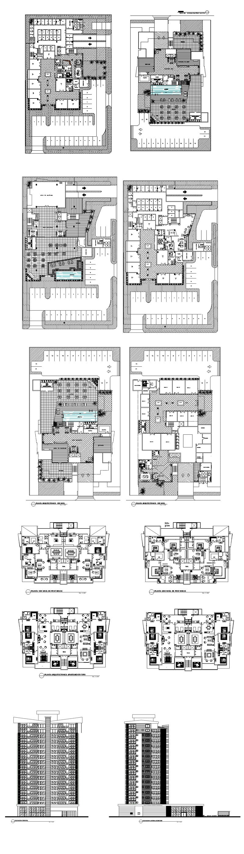 ★【Office, Commercial building, mixed business building CAD Design Project V.2】@Autocad Blocks,Drawings,CAD Details,Elevation