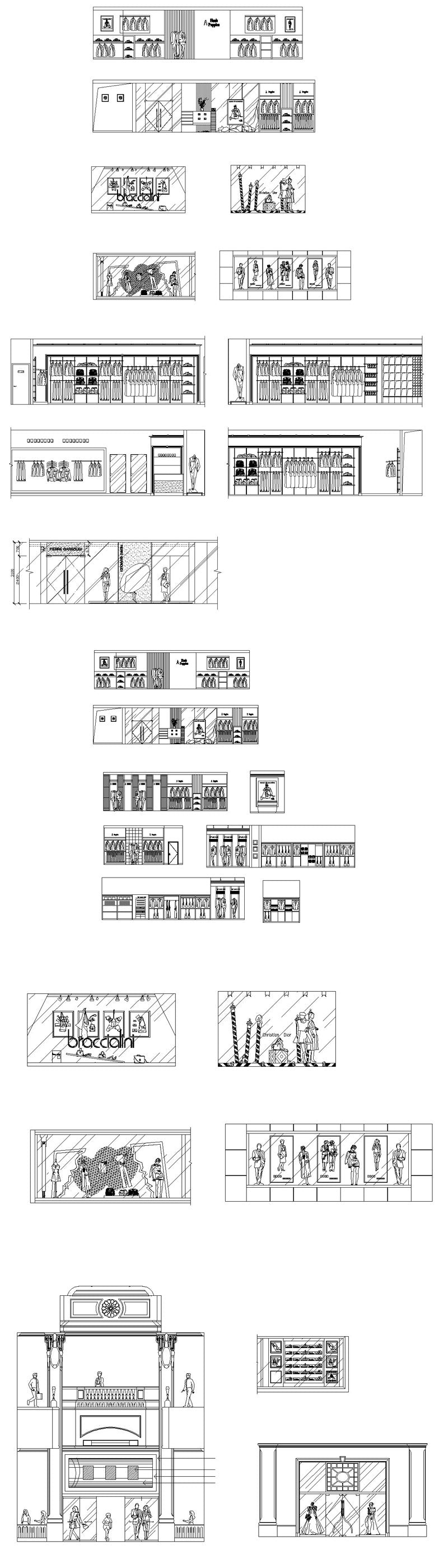 ★【Shopping Centers,Store CAD Design Elevation,Details Elevation Bundle】@Shopping centers, department stores, boutiques, clothing stores, women's wear, men's wear, store design-Autocad Blocks,Drawings,CAD Details,Elevation