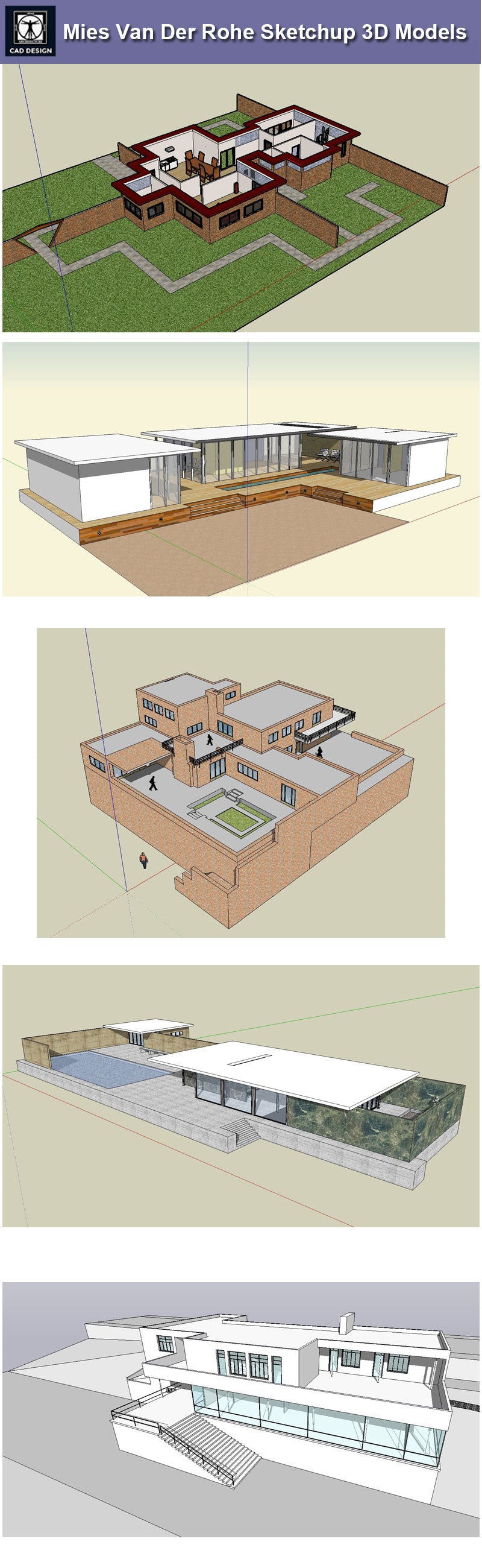 Download 16 Projects of Frank Lloyd Wright Architecture Sketchup 3D Models