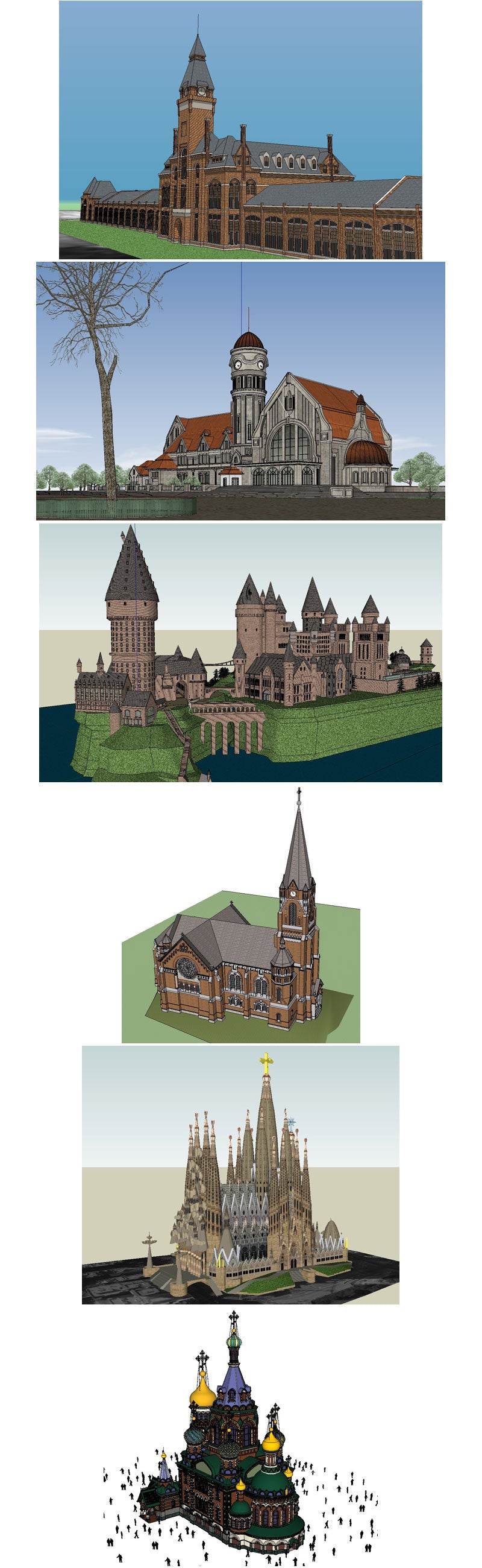 European Castle & Church 3D Models-Sketchup 3D Models(Best Recommanded!!)