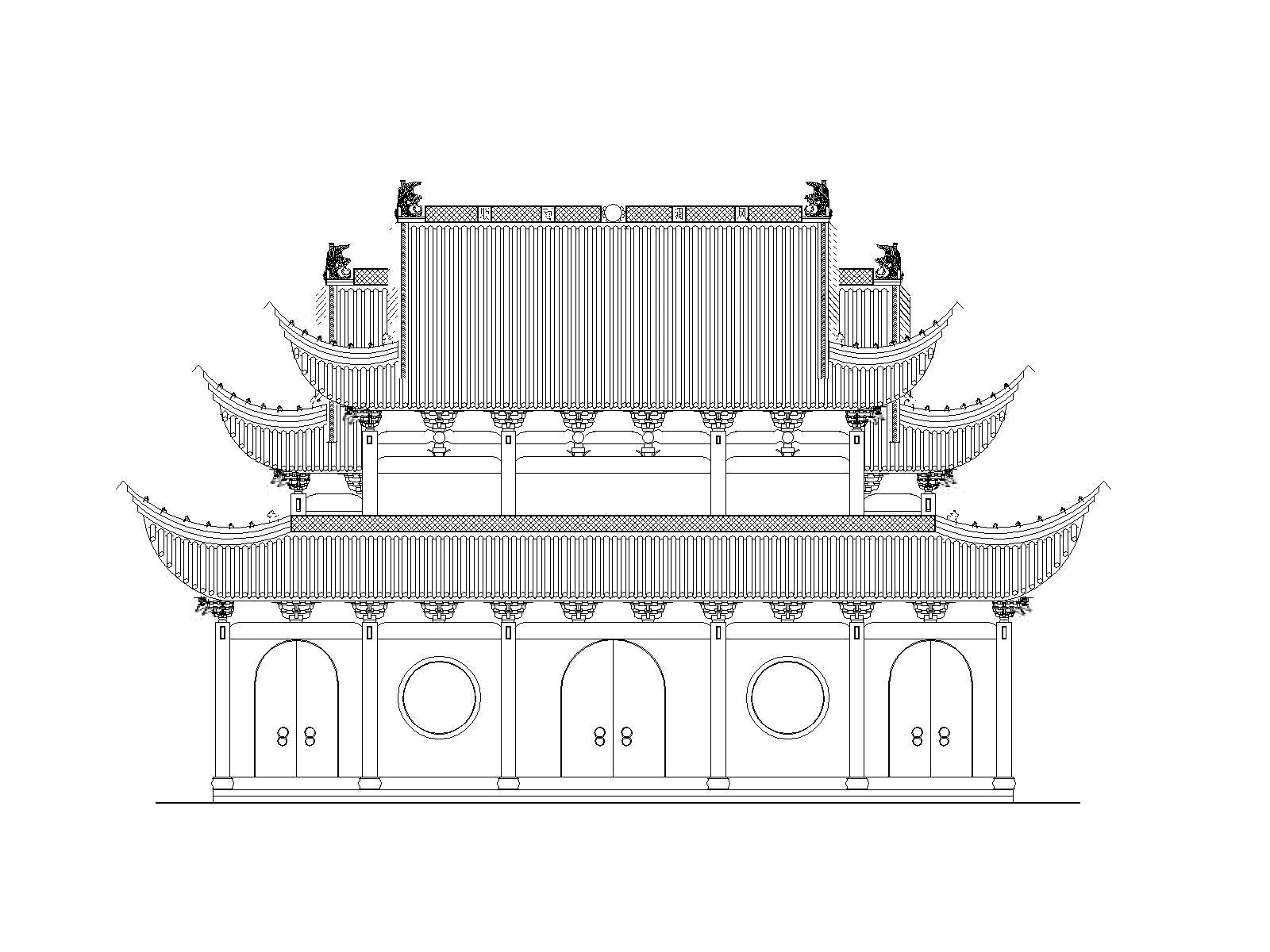 Chinese Architecture CAD Drawings-Stage, ancestral hall