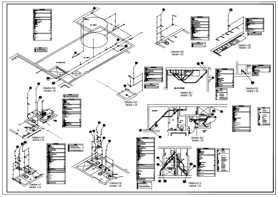 Plumbing Detail Design in autocad dwg files