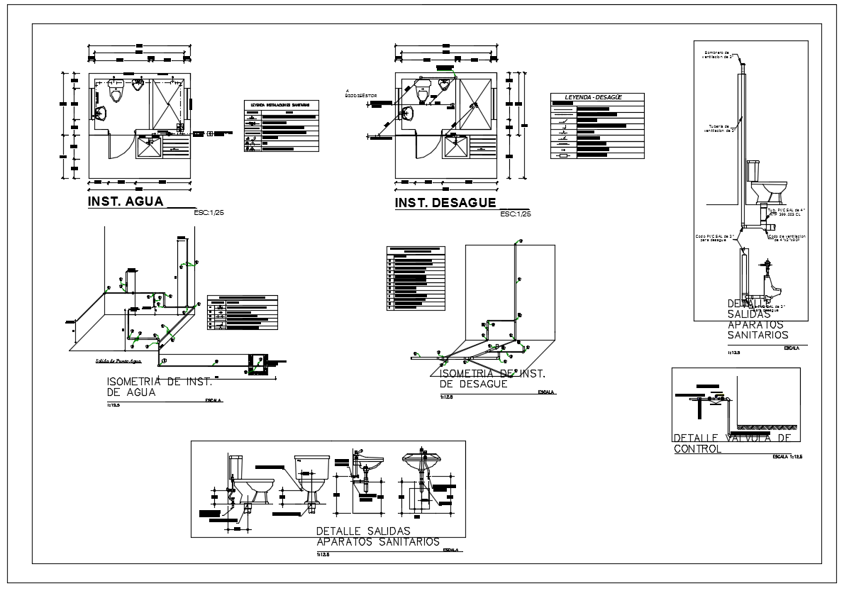 Sanitation latrines architecture detail dwg files