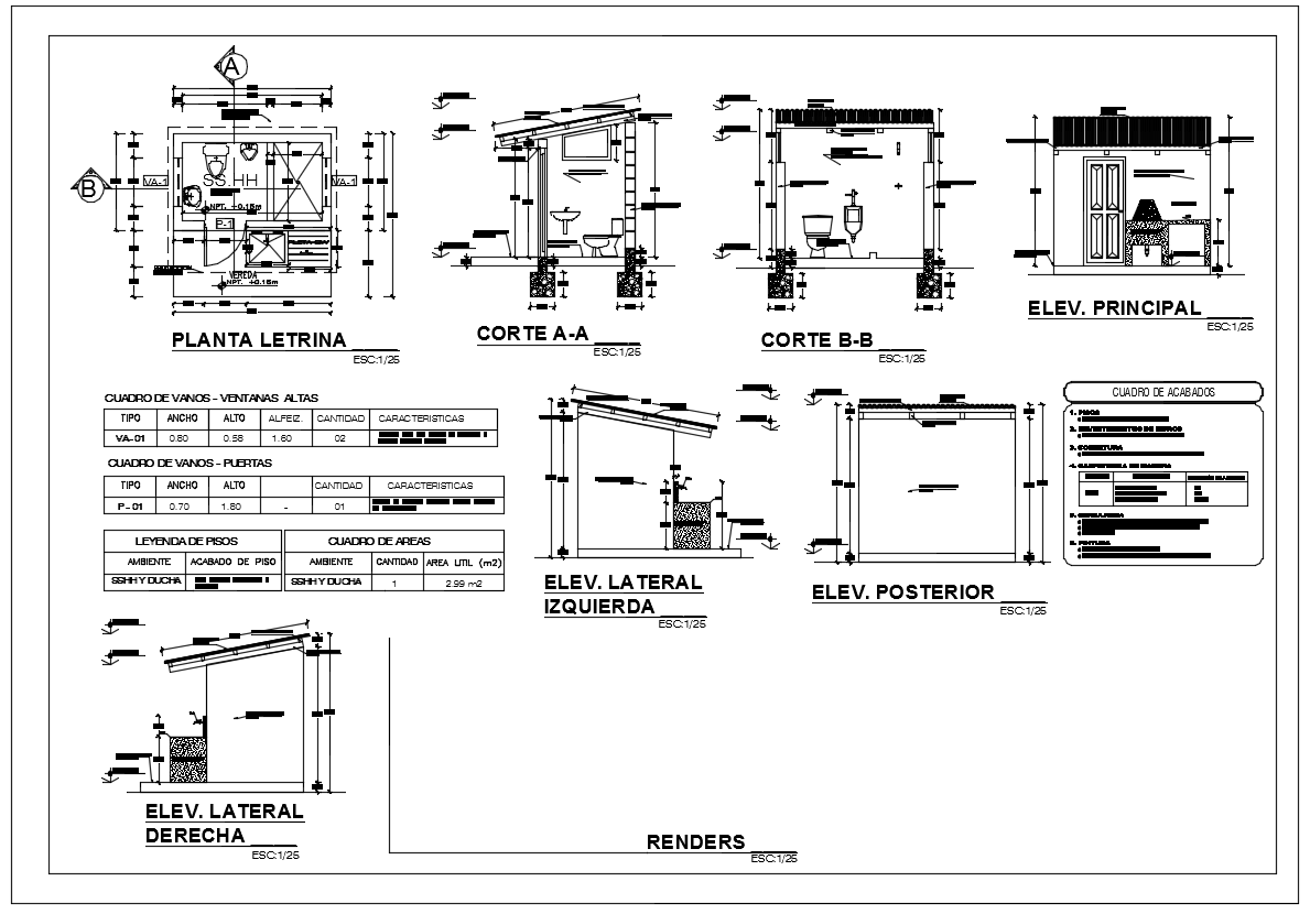 Sanitation latrines architecture detail dwg files