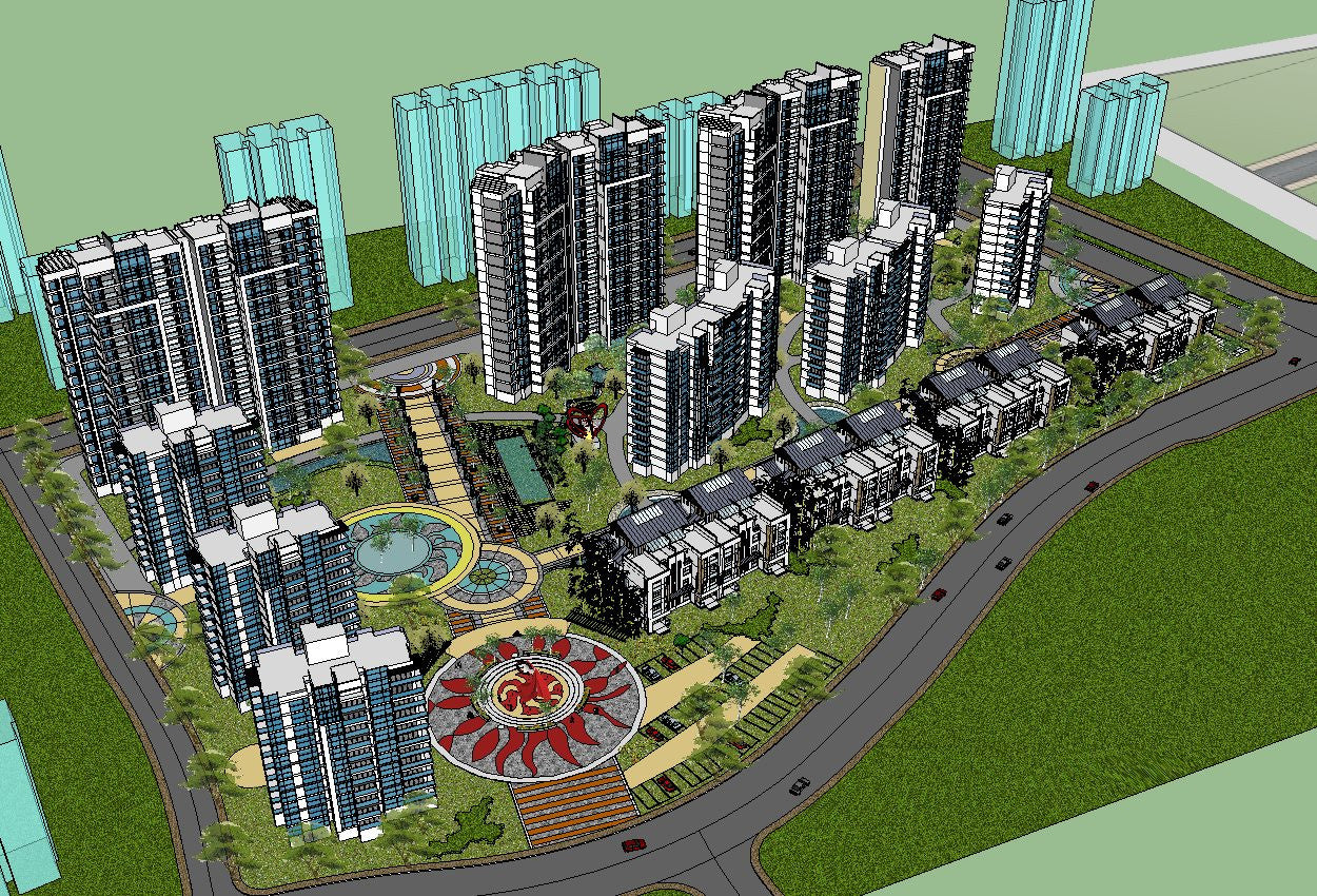 【10 Large-Scale Residential Construction and Landscape Sketchup Models】