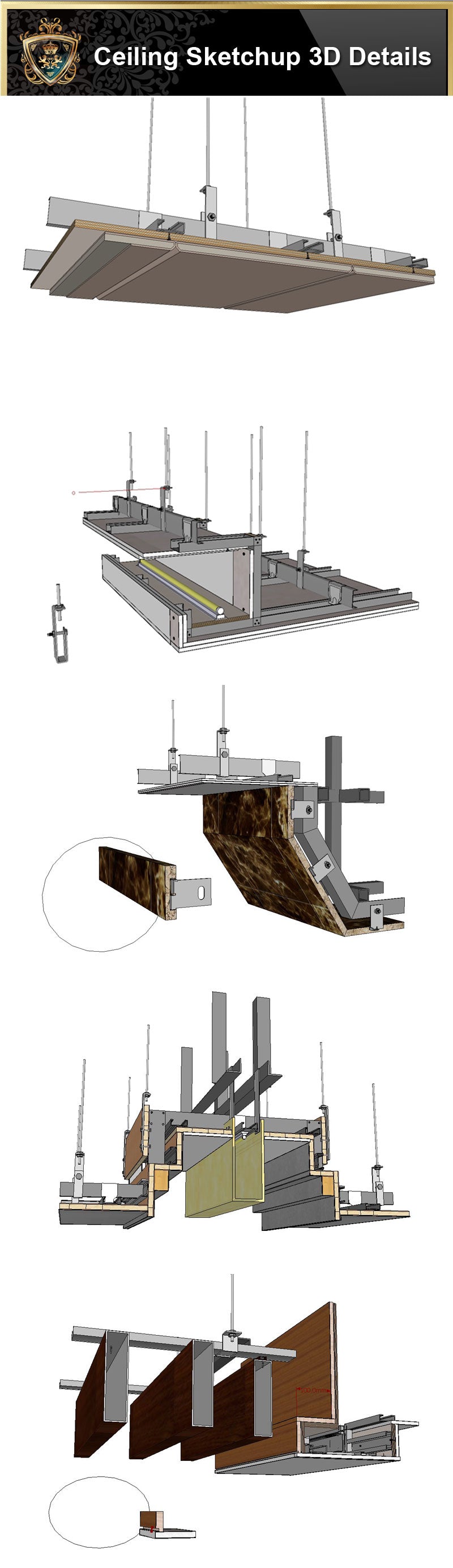 Sketchup Ceiling Details,light steel frame ceiling,hard cover ceiling,plasterboard ceiling,mirror ceiling,wood veneer ceiling,mineral wool board ceiling,air conditioning duct,smoke blocking wall,aluminum plate,gypsum board