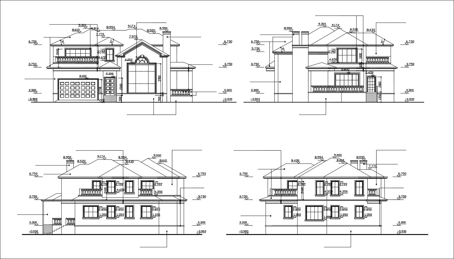 Villa Design CAD Drawings V4