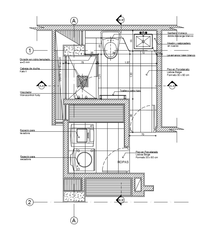 Bathroom interiors design and detail in autocad dwg files