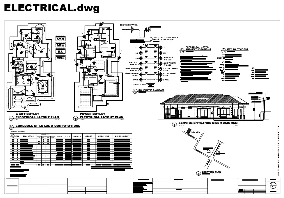 Villa architecture plan and constructions detail