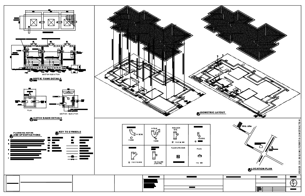 Villa architecture plan and constructions detail