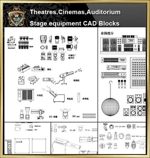 ★【Auditorium ,Cinema, Theaters CAD Blocks-Stage lighting,Stage sound system CAD Blocks】@Auditorium ,Cinema, Theaters CAD Blocks,Stage lighting,Stage sound system Autocad Blocks,Drawings,Details