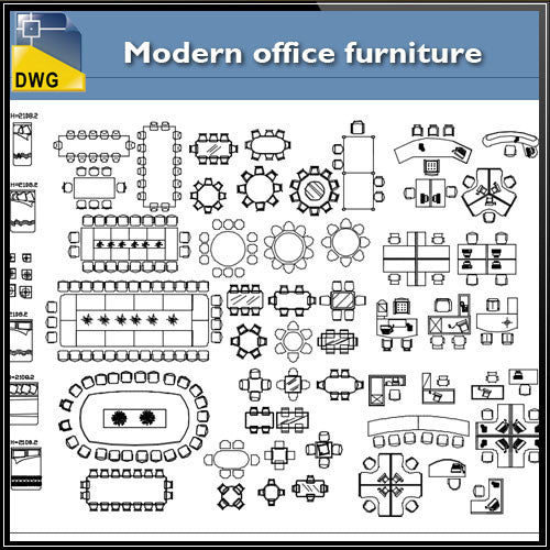 Modern Office Furniture Cad Design Free Cad Blocks Drawings