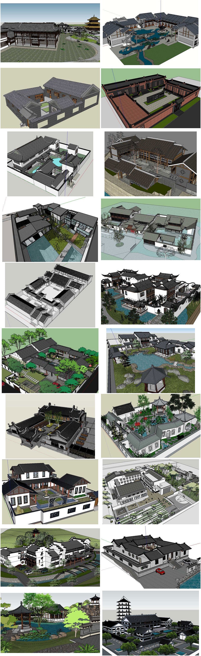 20 Kinds of Chinese Landscape Sketchup Models(Best Recommanded!!)