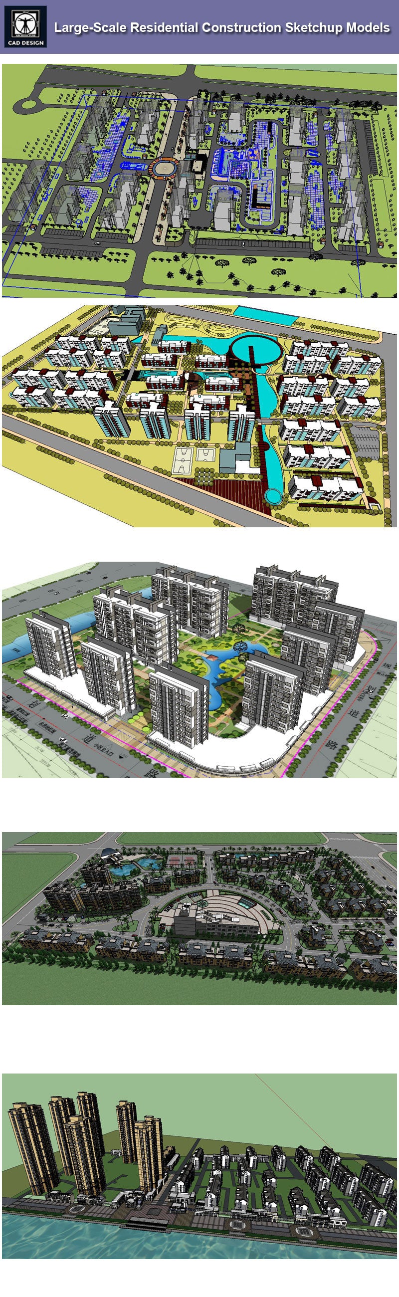 【10 Large-Scale Residential Construction and Landscape Sketchup Models】