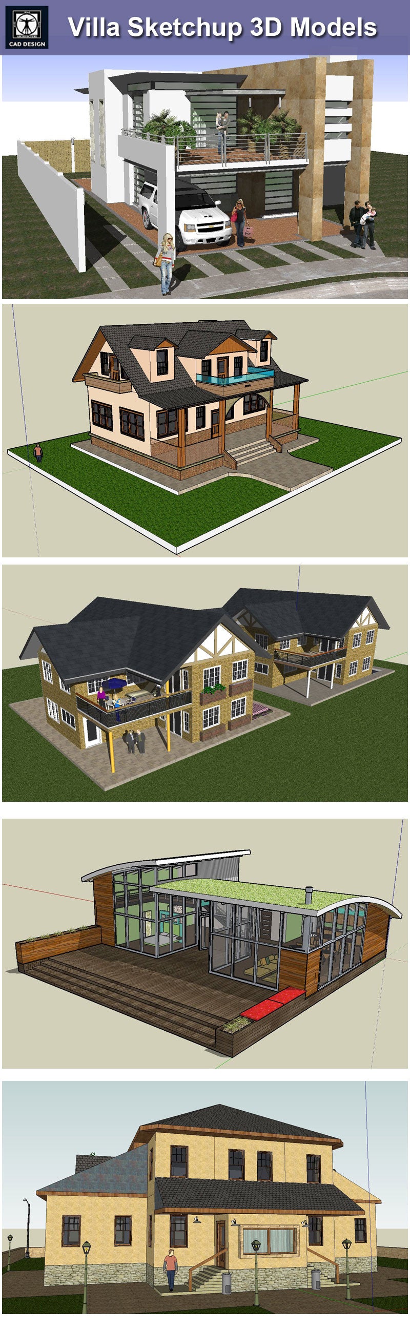 【Download 13 Kings of Villa Sketchup 3D Models】 (Recommanded!!)