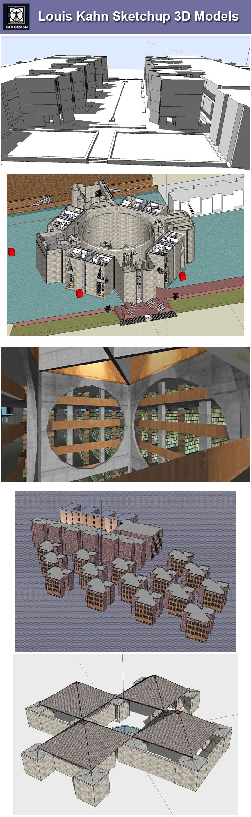 Download 7 Projects of Louis Kahn Architecture Sketchup 3D Models