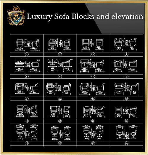 Luxury Sofa Elevation Cad Blocks Collection Cad Design Free
