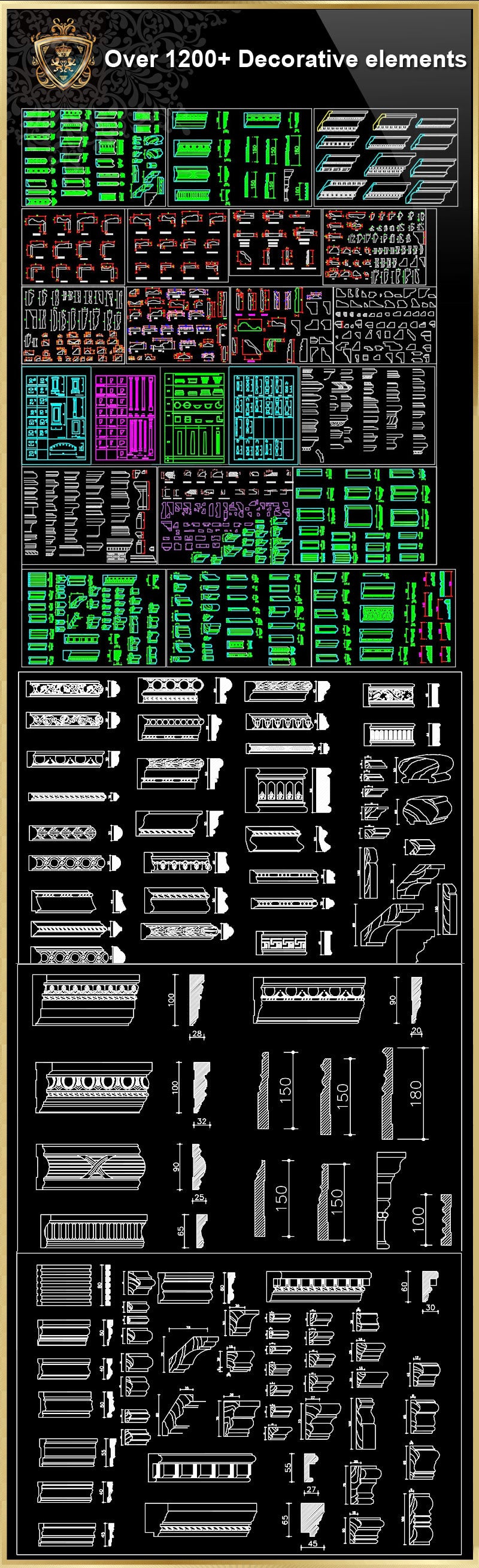 Over 1200+ Decorative Elements,Crown molding,Chair-rail,Door Trim,Skirting Board,Corner Post,Plain Molding