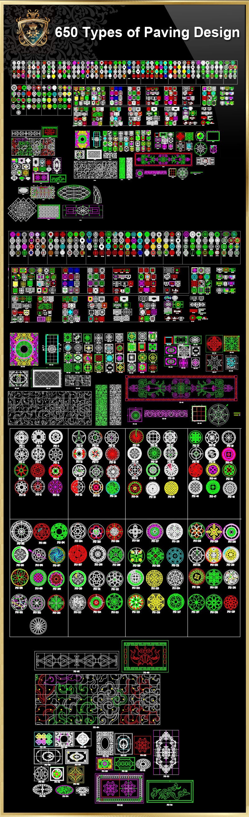 639 Types of Paving Design CAD Blocks