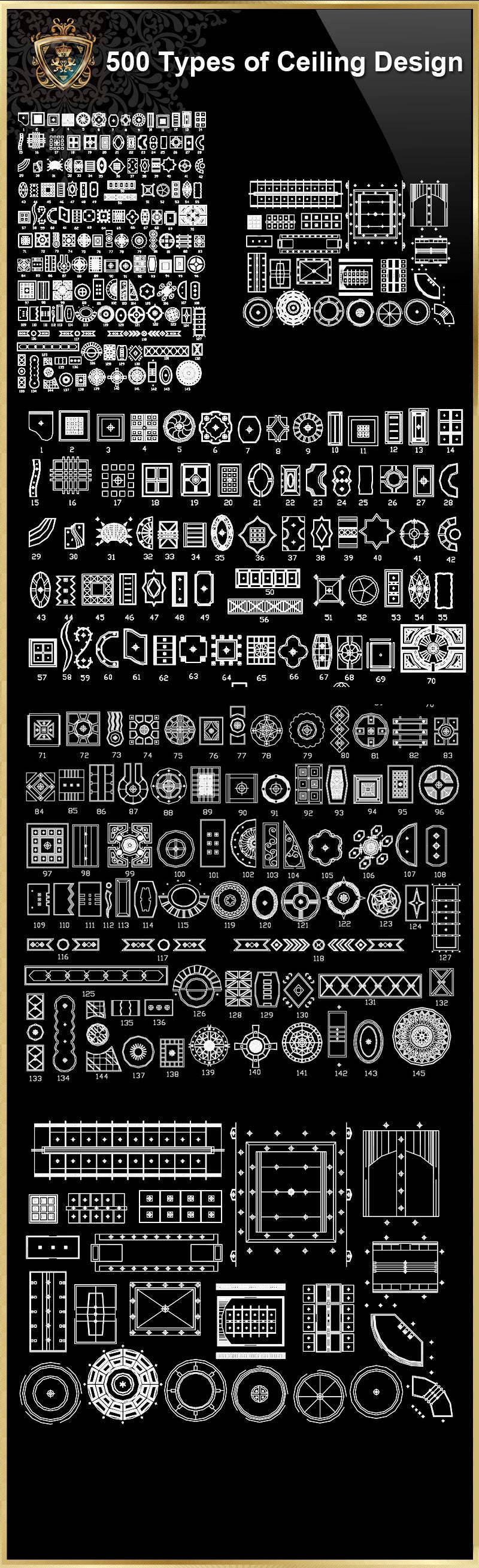 500 Types of Ceiling Design CAD Blocks