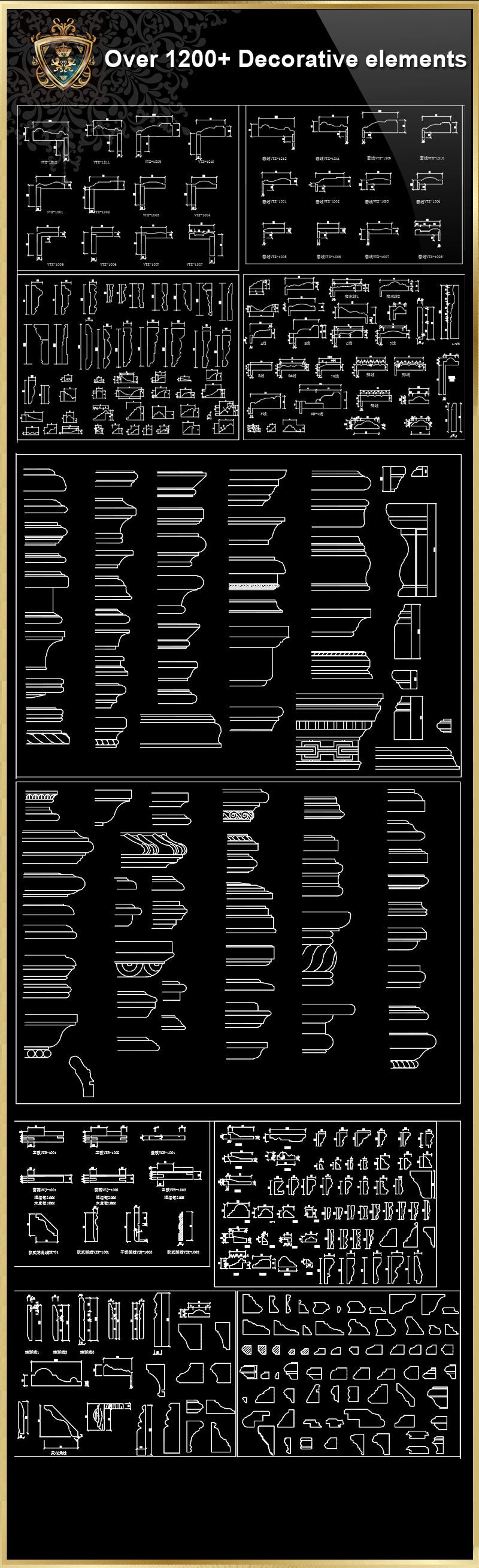 Over 1200+ Decorative Elements,Crown molding,Chair-rail,Door Trim,Skirting Board,Corner Post,Plain Molding