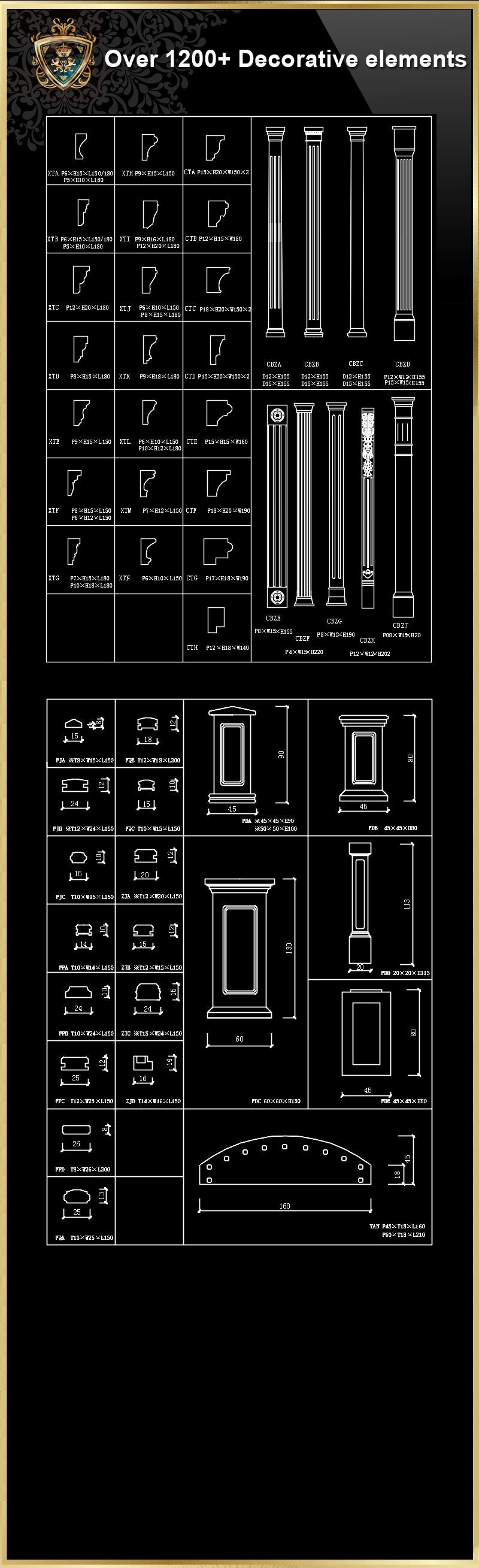 Over 1200+ Decorative Elements,Crown molding,Chair-rail,Door Trim,Skirting Board,Corner Post,Plain Molding