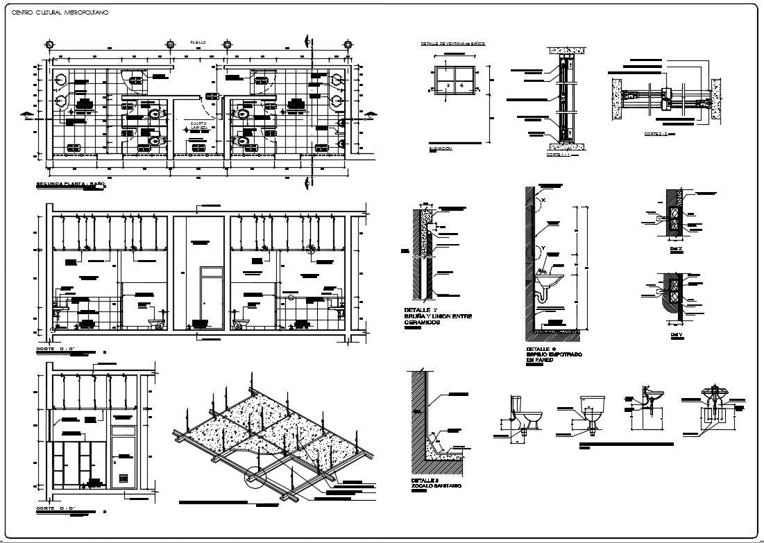 Detail drawing of toilet and bath design drawing