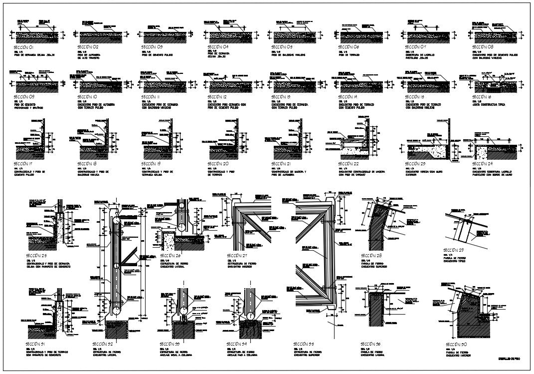 35 type of plumbing detail and sections in cad drawing