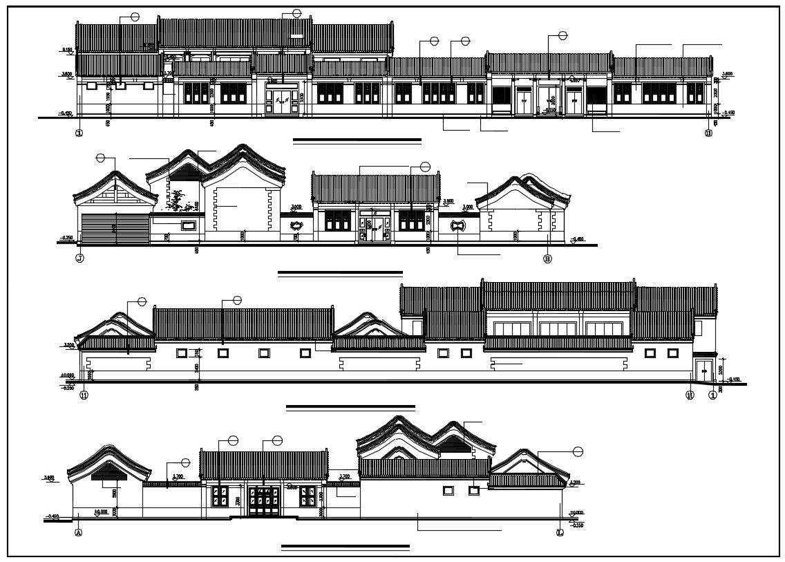 Chinese Architecture CAD Drawings-Architecture Elevation Design