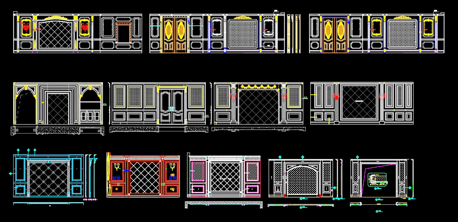 88 Types of Bedroom Back Wall Design CAD Drawings