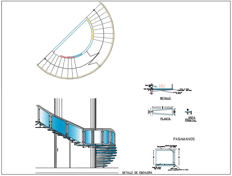 Glass Stair Details in autocad dwg files