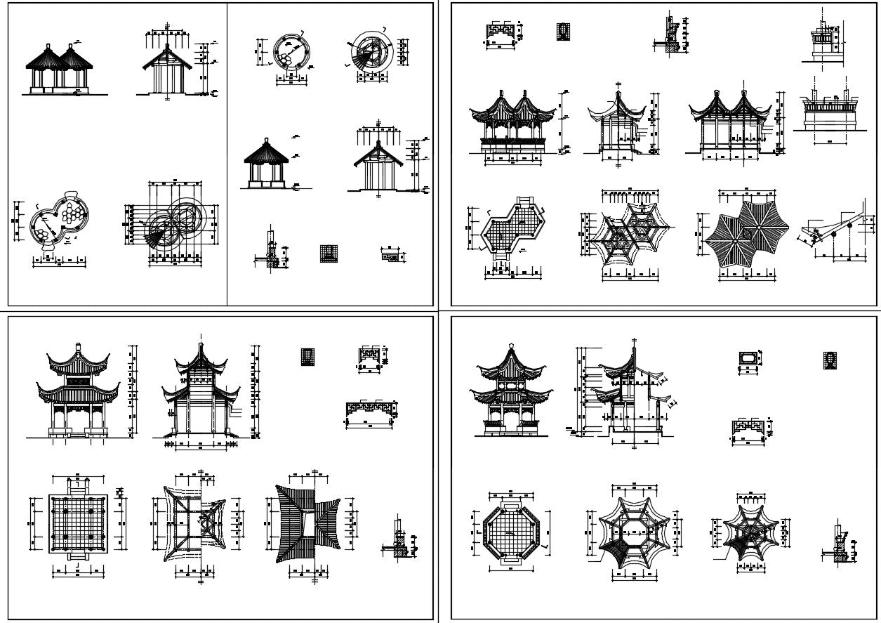 Chinese Architecture CAD Drawings-All Chinese Pavilion Collections