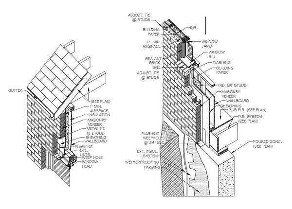 【CAD Details Collection-Typical Brick Stud Wall (ISO)】 -Download CAD