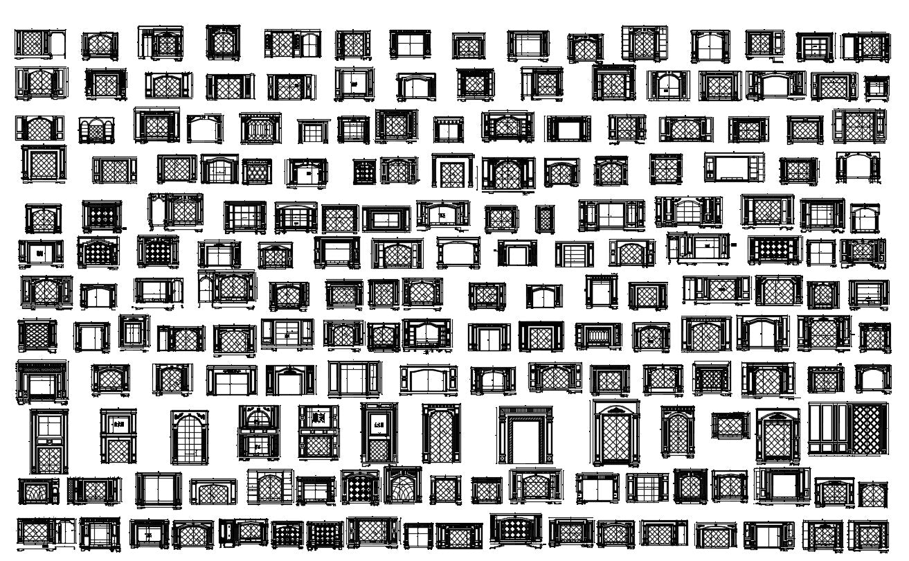 188 Types of TV Wall Design CAD Drawings-Living Room,Bedroom Design