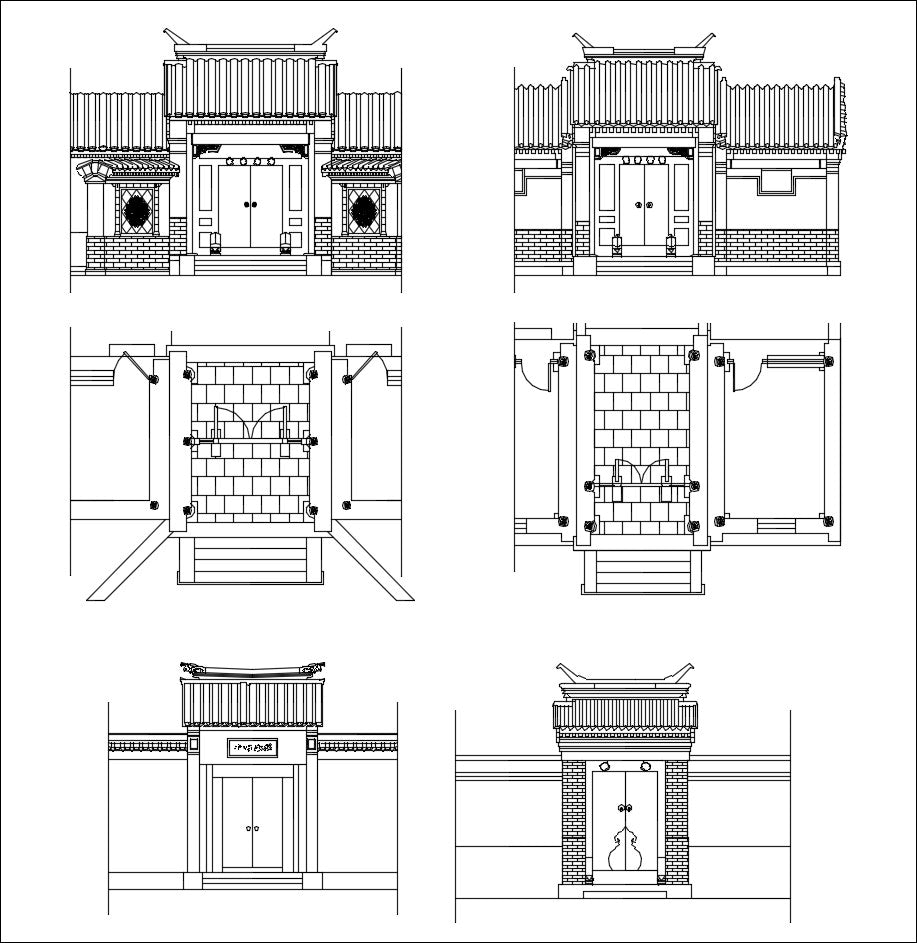 Chinese Architecture CAD Drawing-Chinese Gate Design