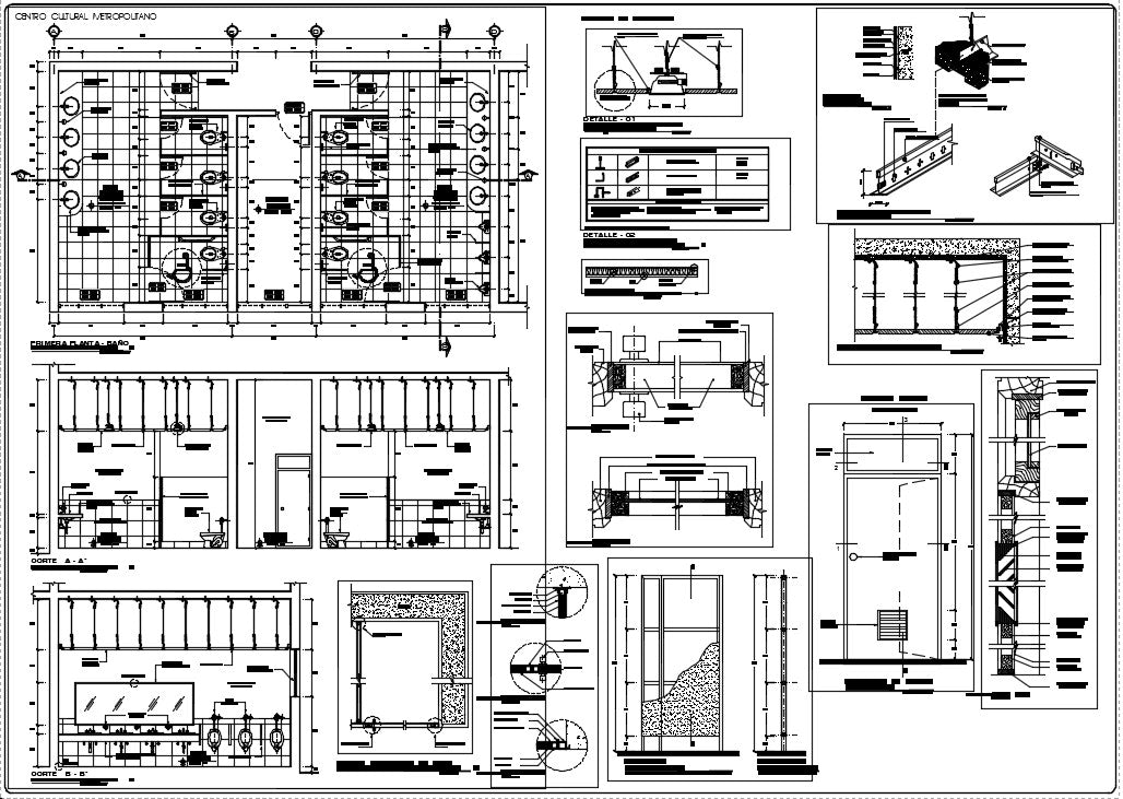 Detail drawing of toilet and bath design drawing