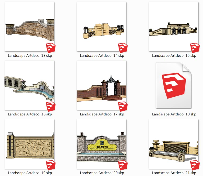 ArtDeco Landscape-Sketchup 3D Models(Best Recommanded!!)