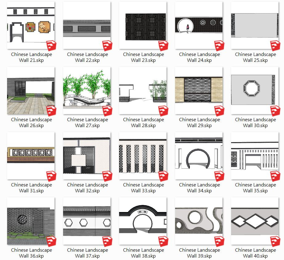 Chinese Landscape Wall Design-Sketchup Models(Best Recommanded!!)