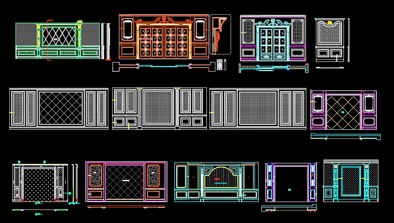 88 Types of Bedroom Back Wall Design CAD Drawings