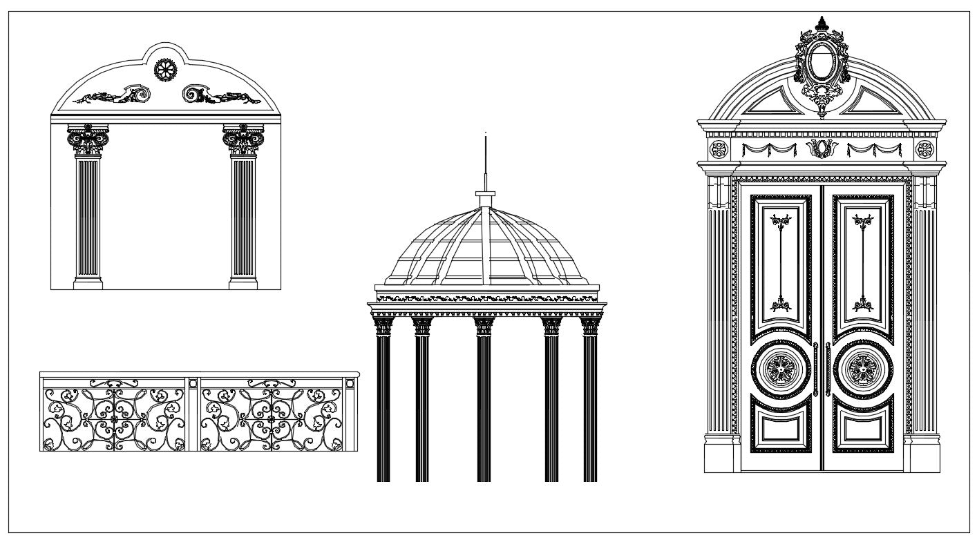 Over 500+ Neoclassical Interiors Decor, Decorative elements-Frame,Pattern,Border,Door,Windows,Cabinet,Lattice,Ceiling,Paving