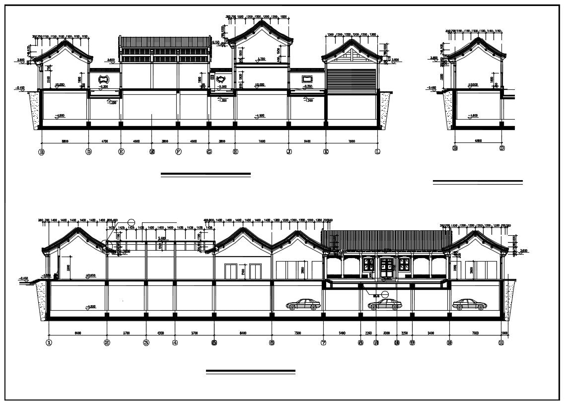 Chinese Architecture CAD Drawings-Architecture Elevation Design